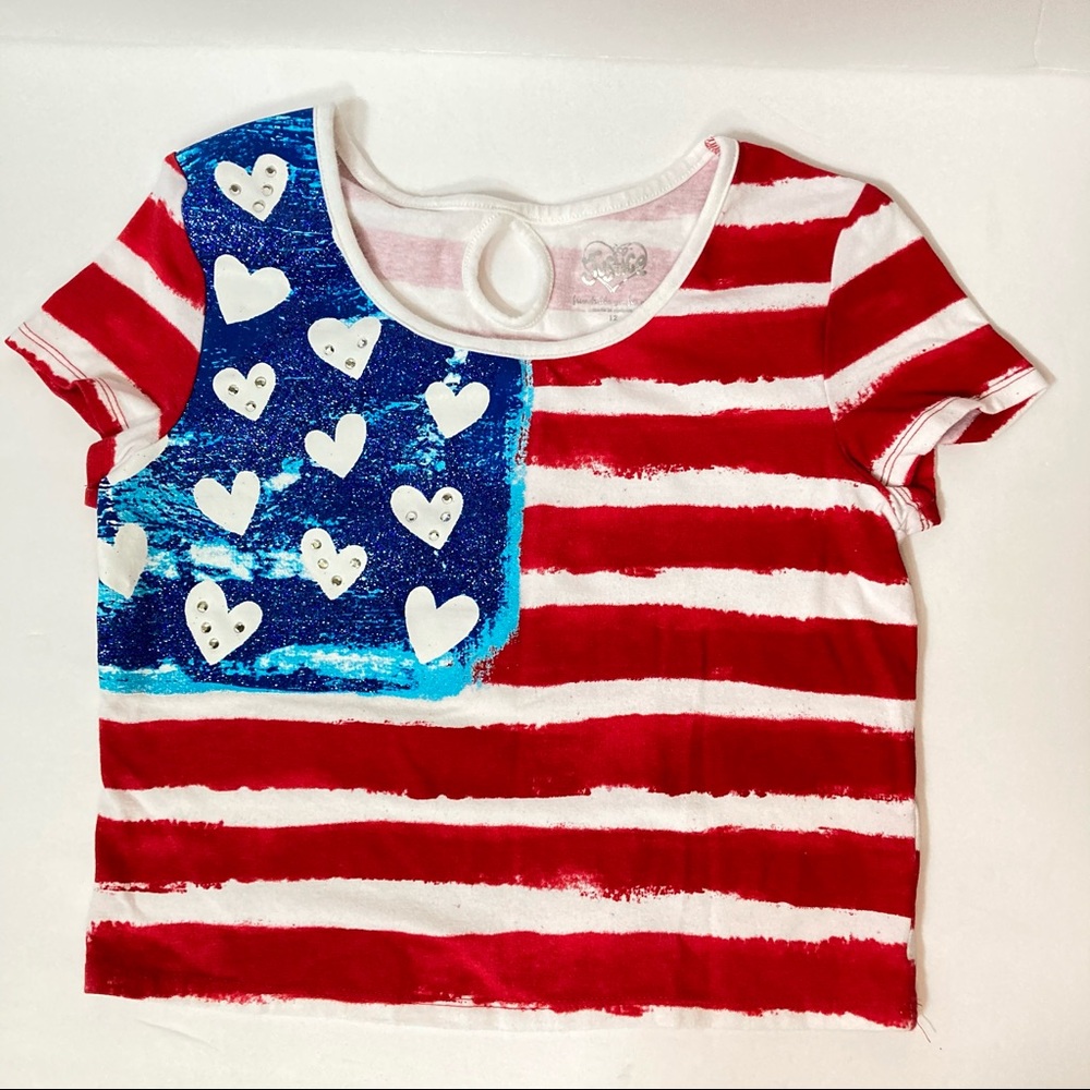 Justice | Girls Short Sleeve USA Flag Top